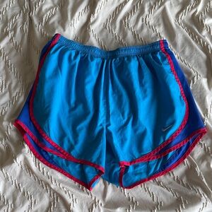 Nike Women’s Bright Blue Athletic Shorts with Pink Trim